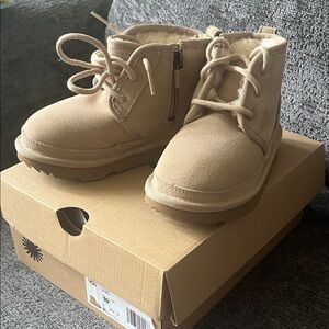UGG Neumel II Kids Tan Suede Lace-Up & Zip Boots